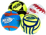 Nerf Dog Hundespielzeug Tennisbälle, maxi stark, massiver Ball für langen Spielspaß, ohne Squeaker, Durchmesser 6,4cm, 4er Pack