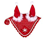 netproshop Pferde Winter-Weihnachtsmütze Fliegenhaube mit Ohren und Stickerei Gehäkelt Rot, Groesse:Pony