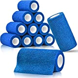 nilo Haftbandage - 12 Rollen 10cm x 4,5m selbsthaftende elastische atmungsaktive Bandage, Hufverband, Anguss-Verband, Erste Hilfe, Stützverband (Blau)