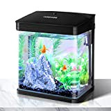 Nobleza - Nano-Fischtank-Aquarium mit LED-Leuchten & Filtersystem, tropischeAquarien, 7 Liter, Schwarz