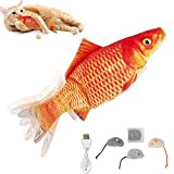 NOROTA Katzenspielzeug elektrischer Fisch mit USB-Akku-Anschluss wackelnder Plüsch-Simulationsfisch mit DREI kleinen Maus und Katzenminzen geeignet für Kätzchen zum Spielen,Beißen,Kauen und ...