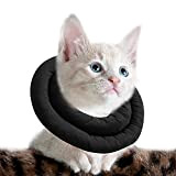 OHCOZZY Halskrause Katze mit Verstellbarem Bund, Weiches Katzenkragen mit Anti-Leck-Funktion, Nach der Operation Haustier Schutzkragen(Größe M, Schwarz)