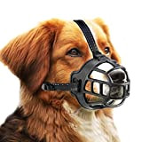 OHCOZZY Maulkorb für Hunde, Silikon-Korb Hund Maulkörbe für kleine, mittlere und große Hunde mit verstellbaren Riemen (Größe 4, Schwarz)