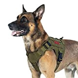 OneTigris Hundegeschirr FIRE WATCHE Taktische Hundeweste MOLLE Hundeausbildung Service Hunde Geschirr 1000D Nylon (L, Ranger Grün)