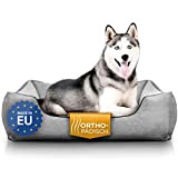 Orthopädisches Hundebett Grosse Hunde - Premium Hundebett orthopädisch Made in EU - Bezug waschbar, Härtegrad anpassbar, zertifizierter Memory Foam - ...