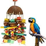 Papagei Spielzeug, MYMULIKE Vogel Futter Spielzeug Natürliche Kokosnuss Shell Walnuss Kauen Spielzeug Bunte Holzblöcke 17Inch Vogel Spielzeug für große Papagei ...