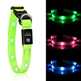 PcEoTllar LED Hunde Halsband Leuchthalsband Kleine Hund Hundehalsband Leuchtend USB Aufladbar Leicht Einstellbar 3 Lichtmodi Sicherheit für Nacht - Grün