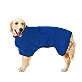 Pejoye Grau Hundebademantel aus Mikrofaser - Pfotentuch, Hunde Handtuch mit Verstellbarem Riemen, Haustier Bademantel mit Klettverschluss, Hund Bademantel Mantel