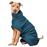 PETTOM Hundebademantel Mikrofaser, Badezubehör Badetuch Schnelltrockend Hund, Bademantel für Kleine Mittlere und Große Hunde (L, Dunkelblau)