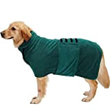 PETTOM Hundebademantel Mikrofaser, Badezubehör Badetuch Schnelltrockend Hund, Bademantel für Kleine Mittlere und Große Hunde (S, Grün)