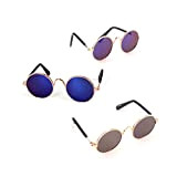 PLABBDPL 3 Stück Katzen-Sonnenbrille, UV-Schutzbrille für Haustiere, kleine Hunde, Cosplay, Foto-Props, schöne runde Sonnenbrille