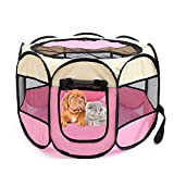 PLUS PO laufstall Hund welpenlaufstall Meerschweinchen Pen Kaninchen Laufstall Meerschweinchen Indoor Run Hundestift Kätzchen Pen Tragbarer Hundestift beige&pink