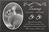 Pokal Center Westerheider Tiergrabstein Kaninchen mit Foto, Gedenksteine für Kaninchen mit Pfoten mit personalisierter Gravur, Kaninchen Gedenksteine aus Naturschiefer 20x30 ...