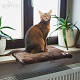 PRETTY KITTY Katzen Fensterbett 32x41cm: Kuschelige Katzen Fensterliege für die Fensterbank, Premium Katzenbett flauschig fürs Fenster, Fensterbrett Katze – waschbar, ...
