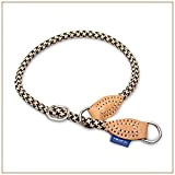 Profti Halsband aus Nylon für Hunde, mit Zugstopp, große/kleine Hunde, Halsumfang: 54-66cm (Schwarz/Beige)
