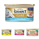 Purina Gourmet Gold Feine Pastete Mixpaket (Thunfisch, Huhn, Rind, Forelle mit Tomaten) Katzennassfutter, 48er Pack (4 x 12 x 85g ...