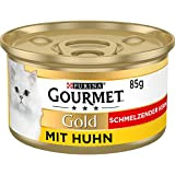 PURINA GOURMET Gold Schmelzender Kern Katzenfutter nass, mit Huhn, 12er Pack (12 x 85g)