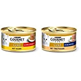 PURINA GOURMET Gold Schmelzender Kern Katzenfutter nass, mit Huhn, 12er Pack (12 x 85g) & Gold Feine Pastete Katzenfutter nass, ...