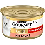 PURINA GOURMET Gold Schmelzender Kern Katzenfutter nass, mit Lachs, 12er Pack (12 x 85g)