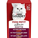 PURINA GOURMET Mon Petit Duetto Intense Katzenfutter nass, Sorten-Mix, 8er Pack (8 x 6 Beutel à 50g)
