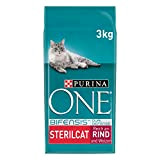 PURINA ONE BIFENSIS STERILCAT Katzenfutter trocken für sterilisierte Katzen, reich an Rind, 4er Pack (4 x 3kg)