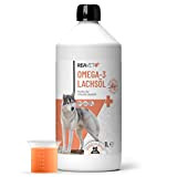 ReaVET Premium Lachsöl Hunde 1 Liter, Omega 3 & 6 Barf Öl Hund I Lachsöl Hund 1 Liter I Hochdosiertes ...