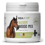 ReaVET Wormwood Mix Pulver Pferde 50g I bei & nach Wurmkur Wurmbefall, pflanzliche Alternative zu Entwurmungsmittel für alle Würmer, Wurmmittel ...