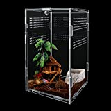 Reptile Fütterungsbox, 12cm x 12cm x 20cm Tragbares Terrarien für Reptilien und Amphibien, Transparente Acryl Reptilienzuchtbox für Eidechse, Spide, Hornfrosch, ...
