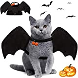 ROCOO Halloween Haustier Kostüm, Halloween Katze Kleidung, Hunde und Katzen Bat Wings Kostüm, Haustier Fledermausflügel mit 2Pcs Pumpkin Bell, Haustierkleidung ...