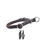 Rund & Weich Zugstopp Hundehalsband, braun, S - 45cm mit zusätzlich eingearbeitetem stabilem Kern, Lederhalsband mit Zugbegrenzung und Verstellbarer Schnalle, ...