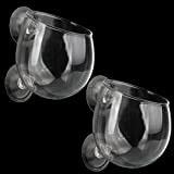 SENZEAL 2X Glas Cup Topf mit 4 x Saugnäpfe für Aquarium Aquarium Aquascaping