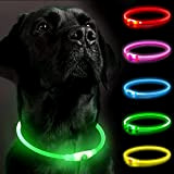 SerDa-Run Leuchthalsband Hund,Einstellbar Sicherheit Hundehalsband mit 3 Beleuchtungsmodi,USB Aufladbar Wasserdichtes LED Leuchthalsband für Große, mittlere und kleine Hunde (Grün)
