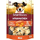 SmartBones Kauknochen Mini - Kausnack mit Süßkartoffel für kleine Hunde, Knochen mit weicher Textur, ohne Rohhaut, 8 Stück(1er Pack)