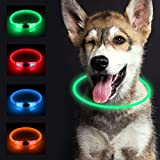 SONNIG LED Hundehalsband Leuchtend, Leuchthalsband Hund Aufladbar und Verstellbares mit 3 Lichtmodi, Sicher für Kleine, Mittlere und Große Hunde bei ...