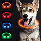 SONNIG LED Hundehalsband Leuchtend, Leuchthalsband Hund Aufladbar und Verstellbares mit 3 Lichtmodi, Sicher für Kleine, Mittlere und Große Hunde bei ...