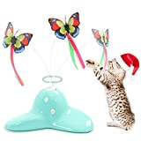 Suhaco Interaktives Katzenspielzeug für den Innenbereich, mit 360 ° drehbarem Schmetterling, Automatisches Selbstspielendes Kätzchenspielzeug (Blau)