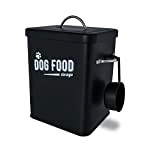 Supremery Hundefutterbox mit Dosierlöffel - Metall Aufbewahrungsbox für Hundefutter - Futter Dose Deckel - Vintage Hundefutter Box Behälter - grau