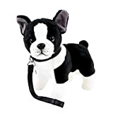 Teddys Rothenburg Kuscheltier Französische Bulldogge mit Halsband und Leine 25 cm schwarz/weiß gescheckt Plüschhund