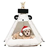 Tipi Zelt für Haustiere, tragbares Haustier-Tipi mit dickem Kissen für kleine Hunde und Katzen, waschbares Haustierbett, 50 x 50 x ...