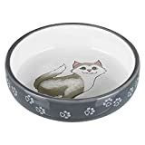 Trixie 24784 Keramiknapf, Katze, für kurznasige Rassen, 0,3 l/ø 15 cm, grau/weiß