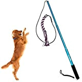 UEETEK Interaktive Hundespielzeug Angel Kauspielzeug Spielangel Stock mit Seil Hundeangel Pole Haustier Teaser Größe S (Blau)