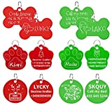 Uiopa 2 Stück Weihnachten Hundemarke mit Gravur, Christmas Hundemarke Personalisiert Adressanhänger Hund/Katze Hundehalsband Anhänger, Namensschild für Hunde und Katzen (Rot ...