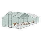 UISEBRT Hühnerstall Hühnerhaus Freilaufgehege Geflügelstall Käfige Kleintierstall Verzinkter Stahlrahmen mit PE Dach für Geflügel, Kaninchen (3 x 8 x 2m)