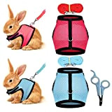 Verstellbares Weiches Kaninchen Geschirr， 2 Stück Atmungsfähiges Hasenleine, Mesh Kaninchen Geschirr Hamster Weste mit Elastischer Leine für Kleintiere Hasen Hamster ...