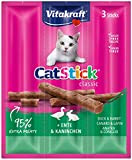 Vitakraft Katzensnack Cat-Stick mini Ente & Kaninchen - 3 x 6g