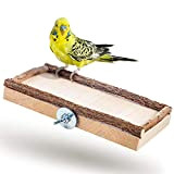 Vogelgaleria handgemachtes Sitzbrett Wellensittich mit Naturholz- Umrandung, vielseitig einsetzbar als Sandbad, Futterstelle oder Sitzplatz für artgerechte Vogelhaltung