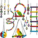 Vogelspielzeug für Papageien, 10 Stück Schaukel, Kauspielzeug, bunt, hängende Glocke, geeignet für Papageien Wellensittiche Finken Sittiche Aras & Nymphensittiche
