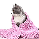 WANGLXST Hund Chenille Handtuch, Handtuch für Hunde Super Saugfähiges Hundehandtuch Schnell Trocknend Maschinenwaschbar, Pink