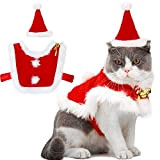 Weihnachten Haustier Anzug, Outgeek verstellbarer Umhang für Santa Cat Santa Kleidung mit Glocken Weihnachts-Outfit für Hunde und Kätzchen Süßes Geschenk