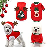Weihnachten Haustier Kleidung, 2pcs Hund Katze Weihnachtsoutfit, Elch Rentier Hund Katze Kostüm, Welpe Katze Weihnachten Kapuzenmantel, für Kleine Hunde Welpen ...